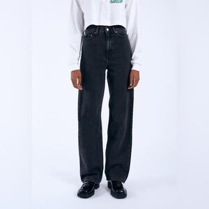 Dr. Denim Echo Retro Black Jeans Size 24 High Rise Baggy Straight Black Wash